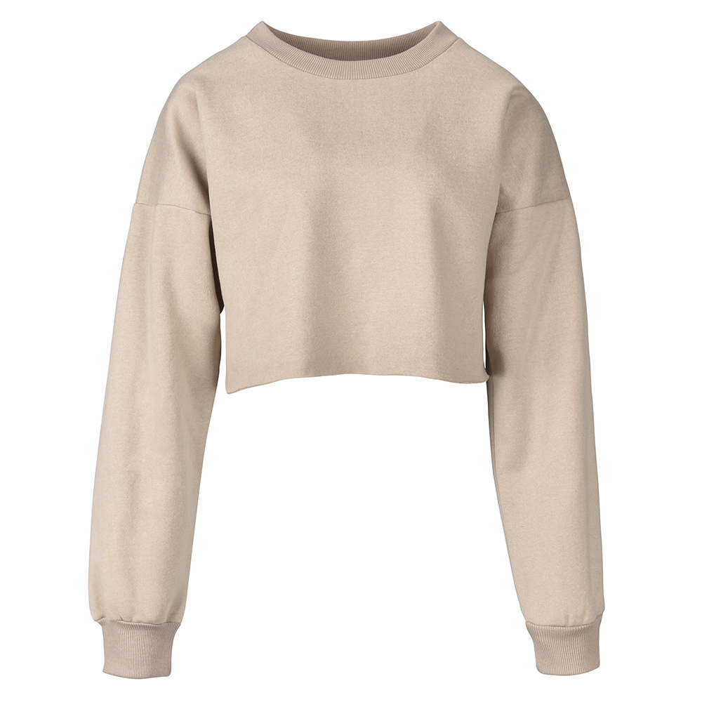 Оптовая Продажа сплошной цвет Crop Top Толстовка для женщин