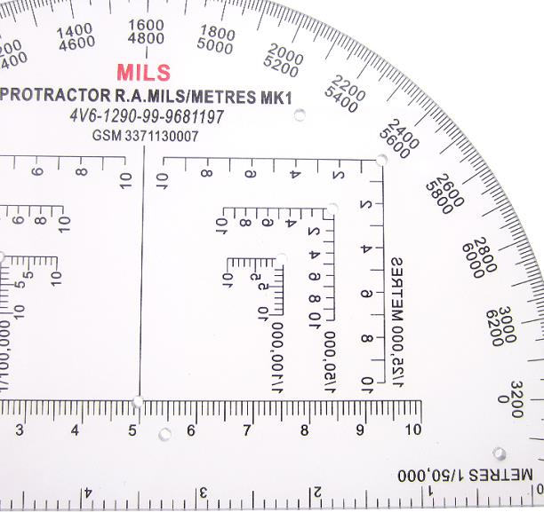 MR05 map scale Pilgrim 3KM protractor 1/100,000 meters British military map scale military protractor