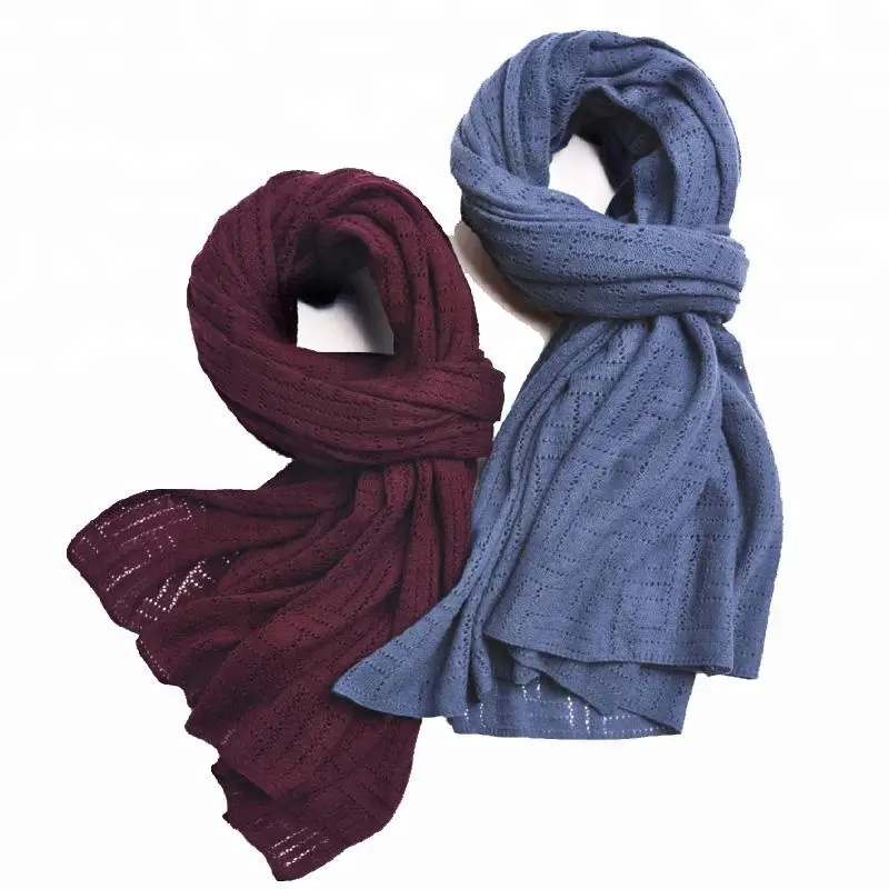 Women spring light weight scarf cashmere knitted cable design scarf