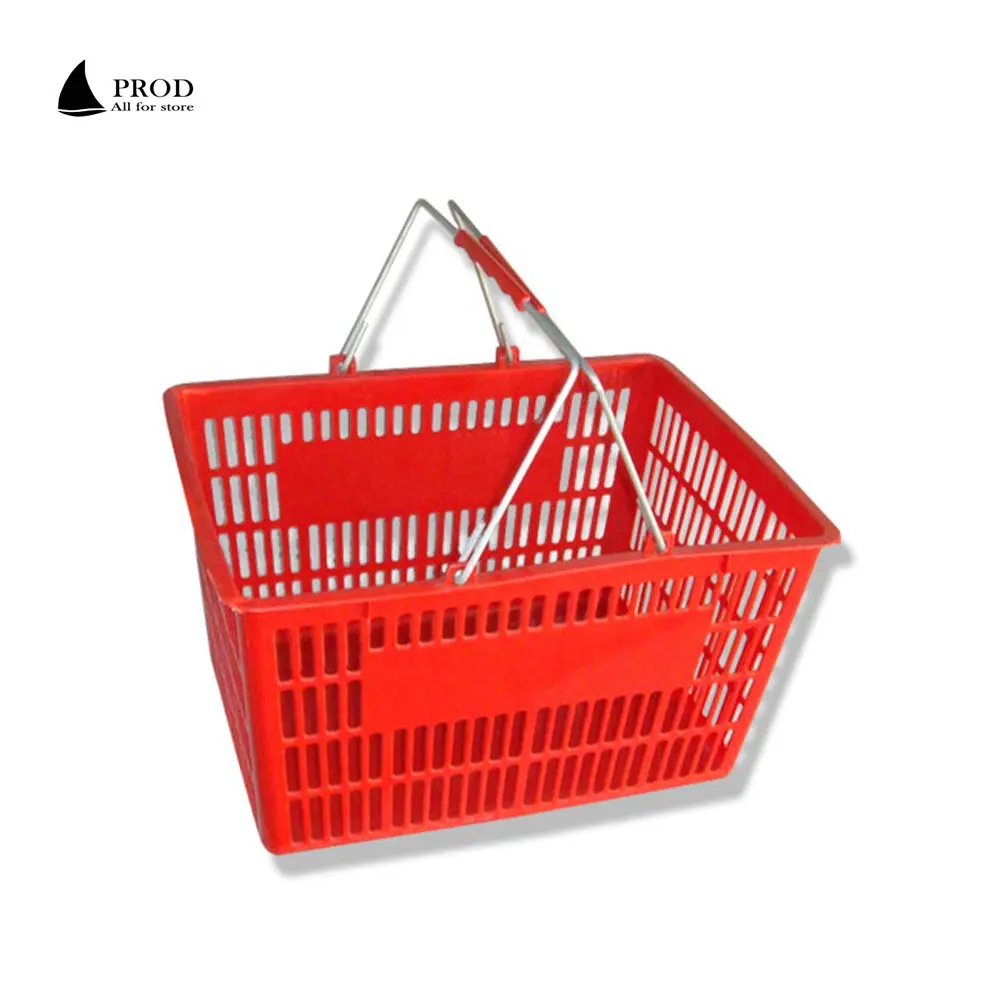 Ruilang Supermarket metal handle plastic grocery shopping  plastic shopping basket