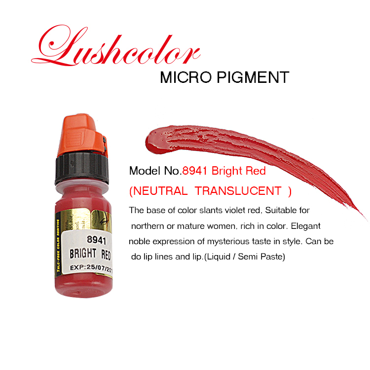 Полукремовые чернила Lushcolor 8 мл для микроблейдинга, пигмент для бровей, подводки для губ, сертификация CE