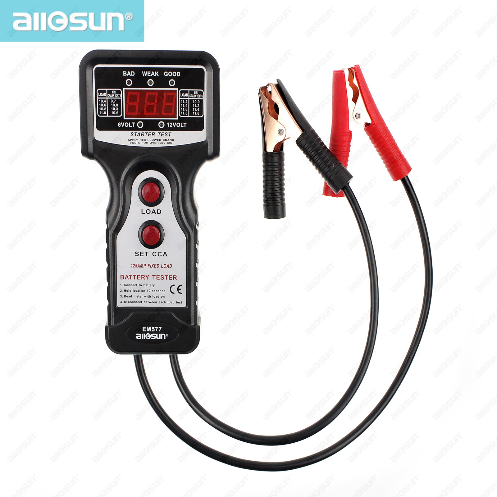 Allosun EM577 12V Цифровой тестер автомобильного аккумулятора 12В цифровой анализатор батареи CCA холодной температуры батарея нагрузки зарядки тестер