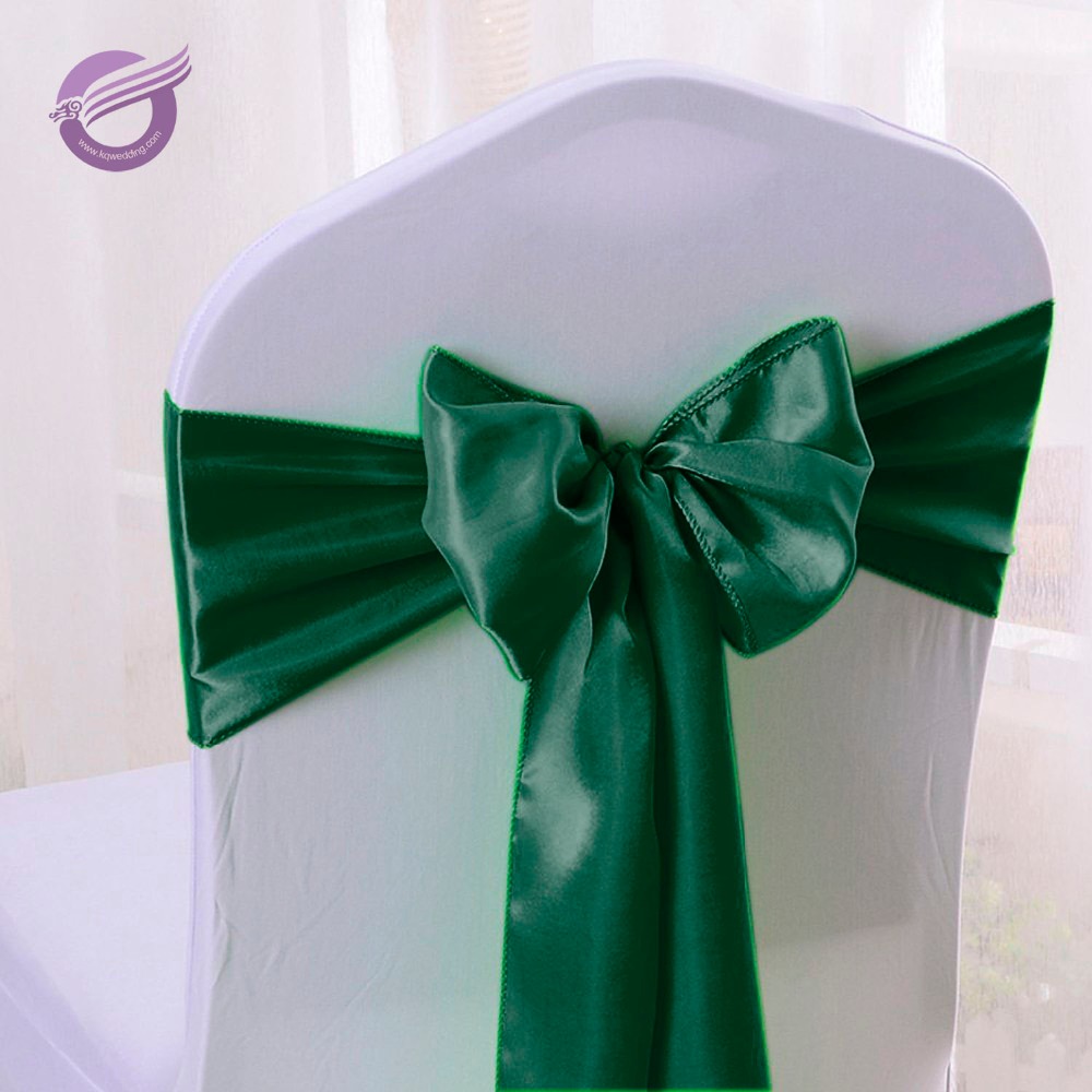BS00042 hunter green satin chair sashes for chair cover