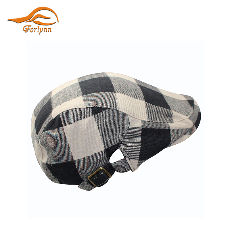Factory supply custom vintage Checked Cotton Newsboy men ivy cap