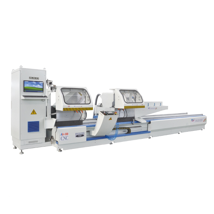 Алюминиевая двойная головка CNC любой угол резки пилы с принтером штрих-кода
