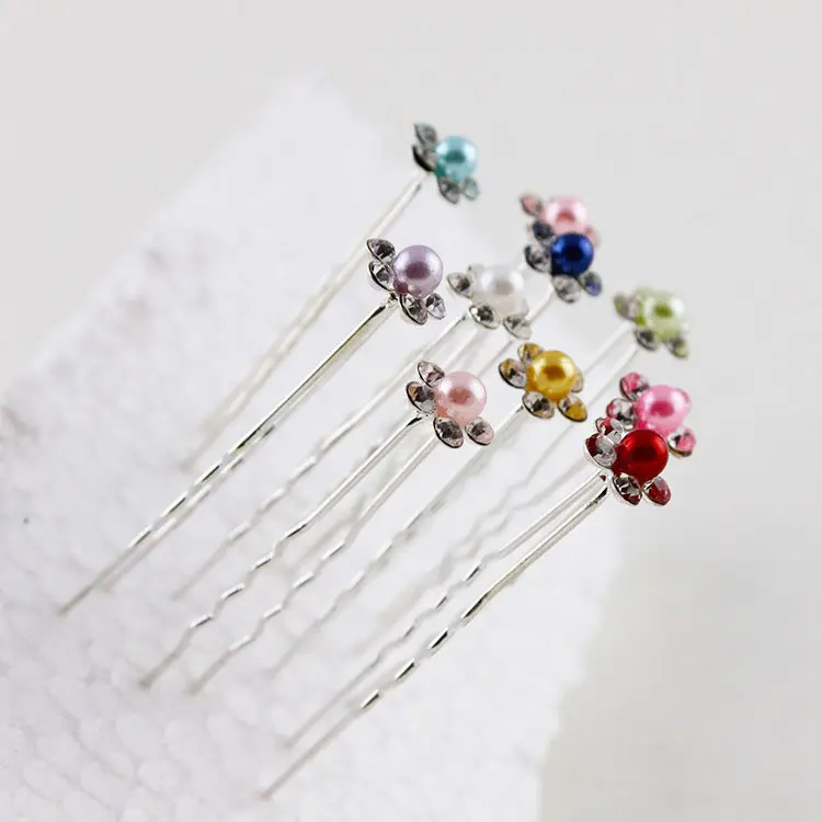 High quality flower pearl hair pin retro hair fork with pearl