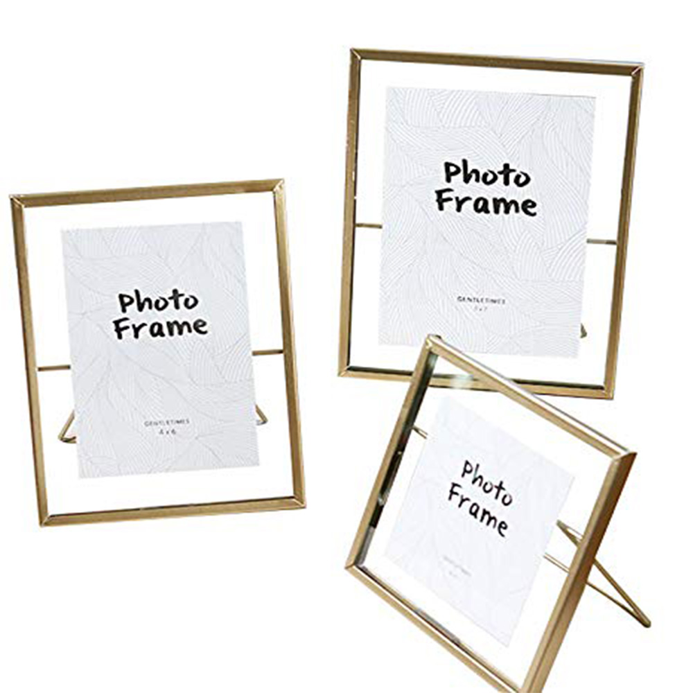 4x4inch Premium Quality Metal Wedding Photo frames Metal Desk Frames with Glass Cover