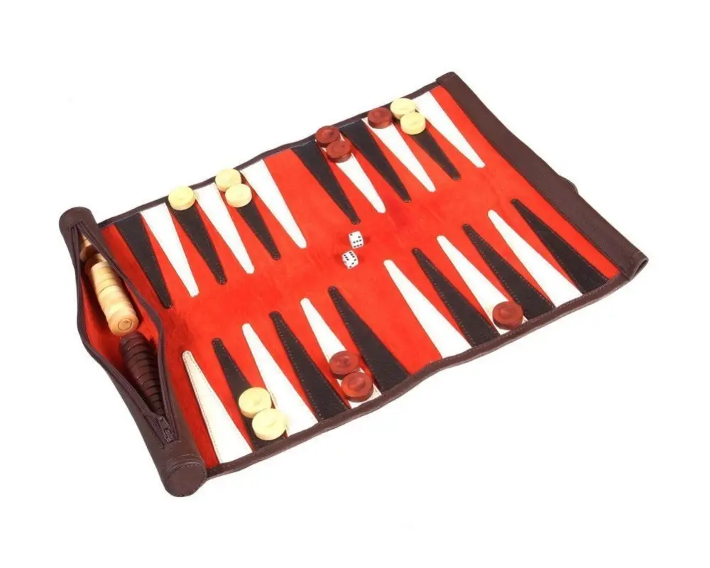 Wholesale Backgammon games suede leather, Backgammon roll up, Backgammon Oem factory
