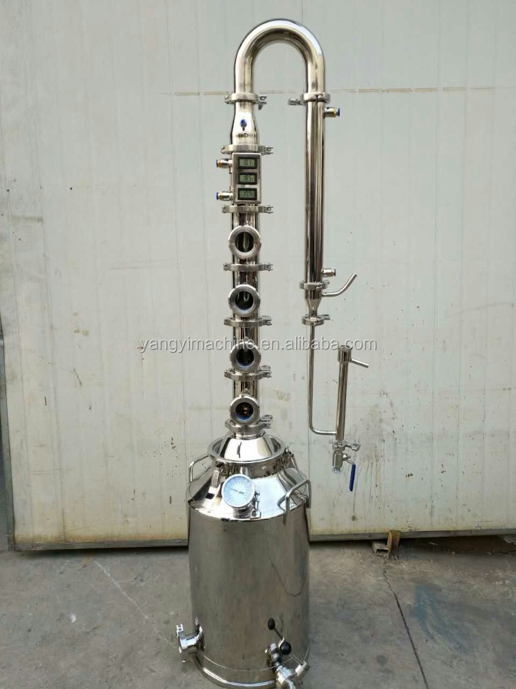 50L SS304 bolier,3''stainless steel bubble plate reflux tower ,ss304 still with parrot