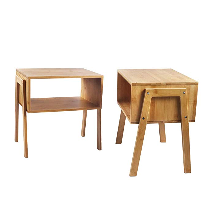 Bamboo тумбочка Stackable конец тумбочка набор из 2