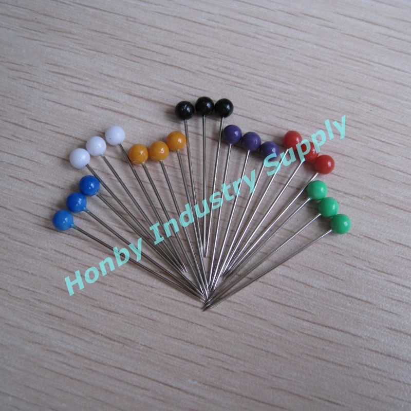 Standard Colors 38mm Plastic Round Head Glossy Plated Rustproof Sewing Needles