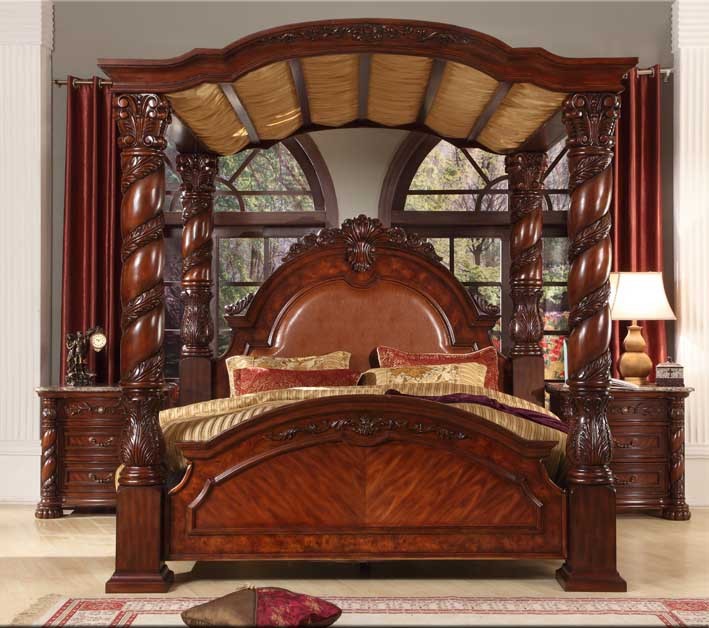 Antique Solid Wood Luxury Round King Bed for Home Furniture - Customizable Bedroom Set