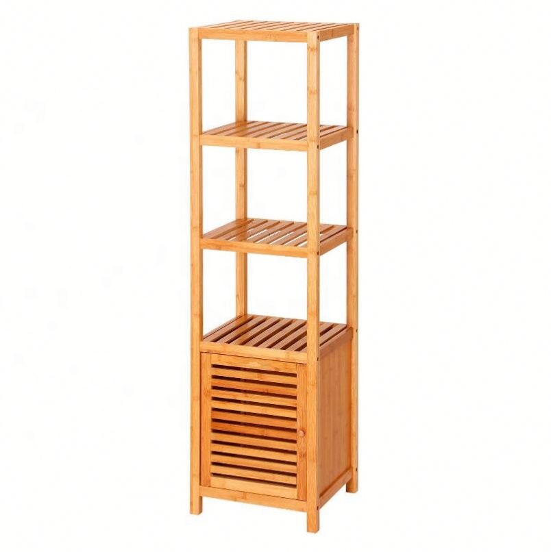 5 Tier Natural Bamboo Shower Bamthroo Rack Shelf