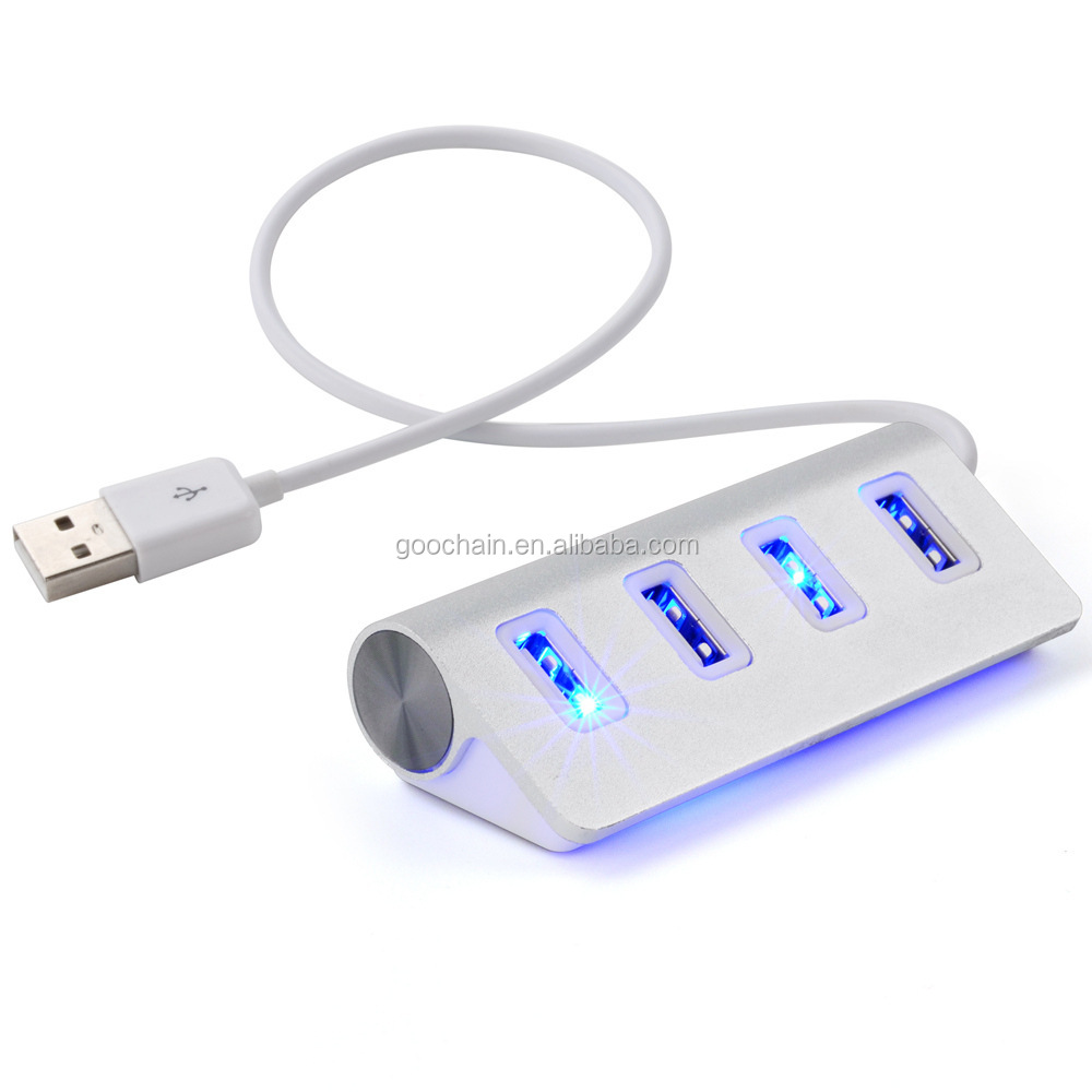 Высококачественный 4 порта Usb 2,0 концентратор Алюминиевый usb концентратор для передачи данных