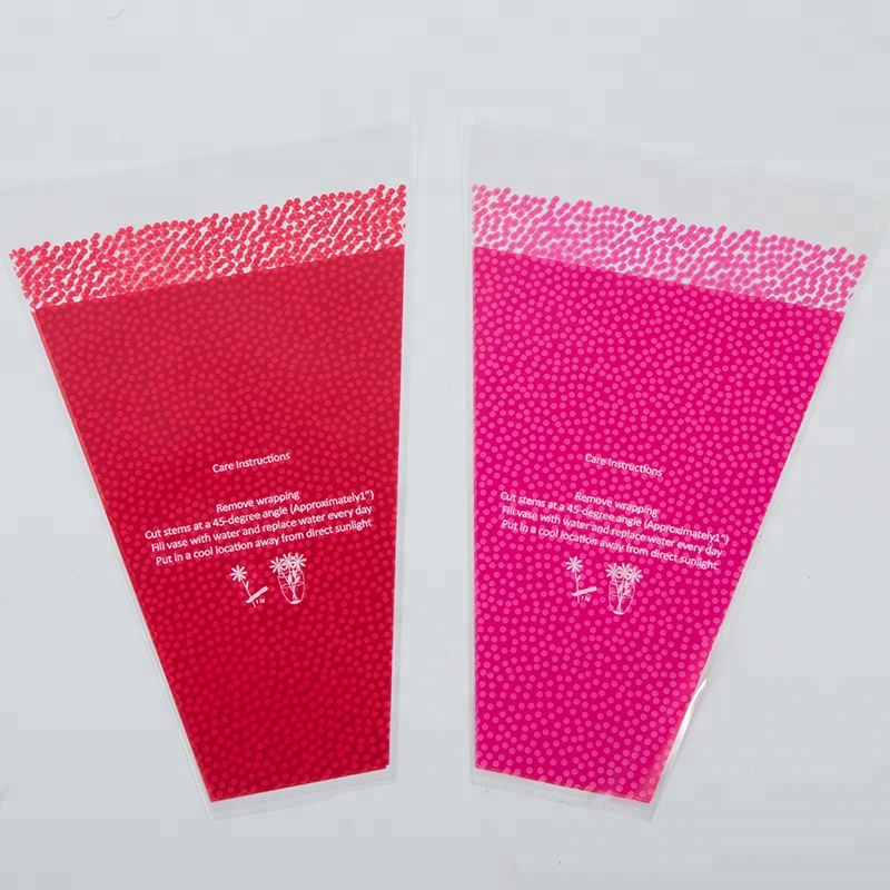 custom printed plastic beautiful color wholesale bopp printing flower sleeves