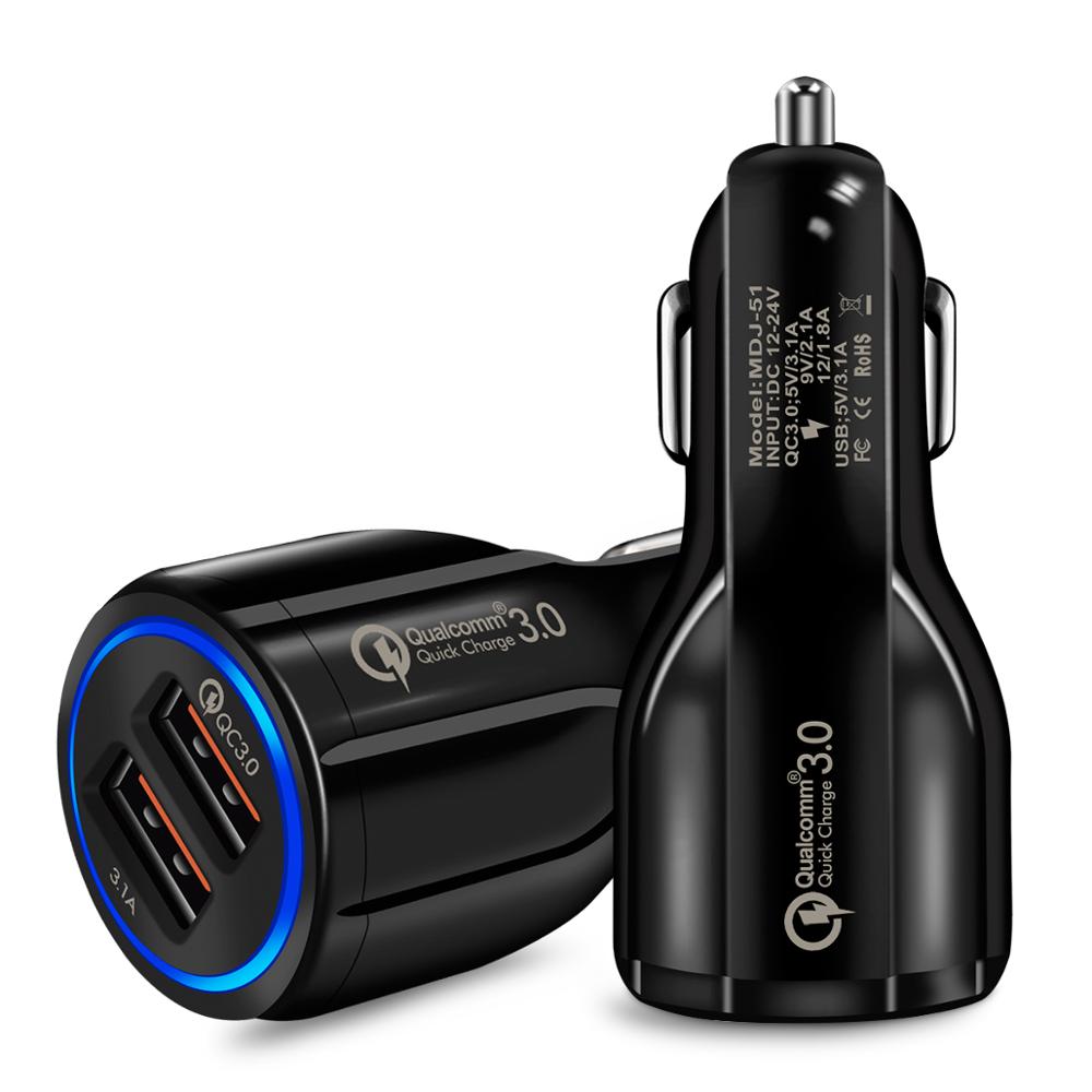 Автомобильное зарядное устройство Quick Charge 3,0 для мобильного телефона, двойное автомобильное зарядное устройство Usb Qualcomm Qc 3,0, адаптер быстрой зарядки, автомобильное зарядное устройство Mini Usb