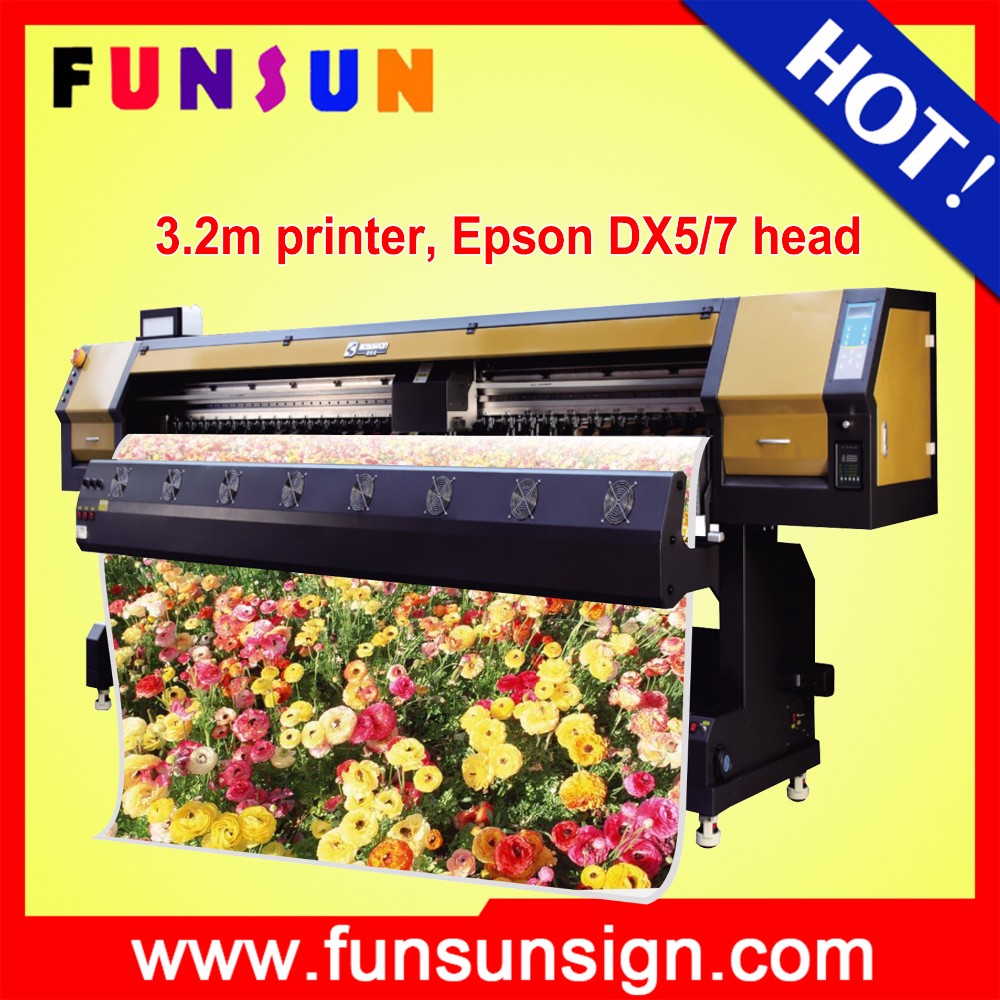 Новое поступление тяжелых funsunjet FS3202G 3.2 м/10FT принтера eco-solvent с быстрой скоростью печати 1440 точек/дюйм