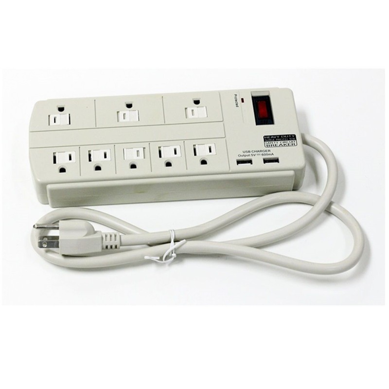 Сетевой фильтр с 8 розетками и 2 портами USB