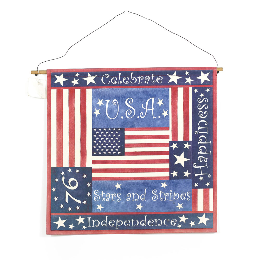 Wholesale 4th July Decoration American Canvas Hanging Flag