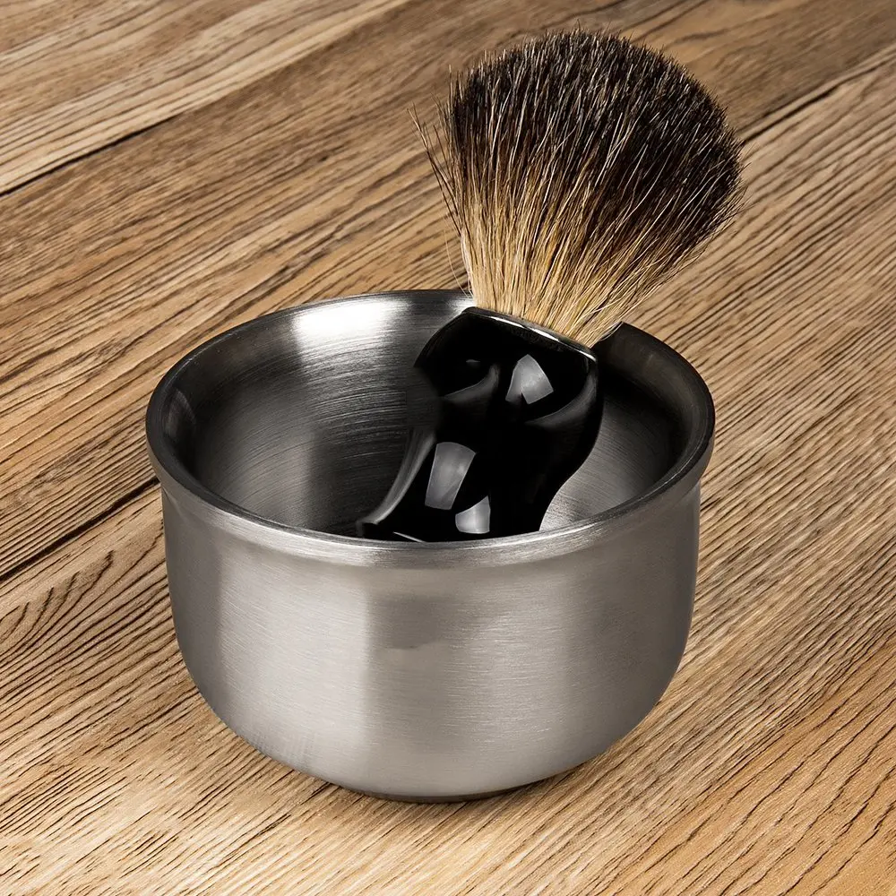Men's Double Layer Stainless Steel Shave Soap Cup, Heat Insulation Smooth Shaving Mug Bowl