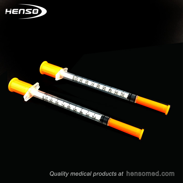 Medical Orange Colored Insulin Syringe With Needle