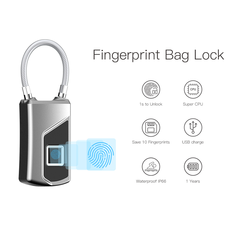 Global Hot-selling New Style Security Luggage Lock Smart Fingerprint Padlock