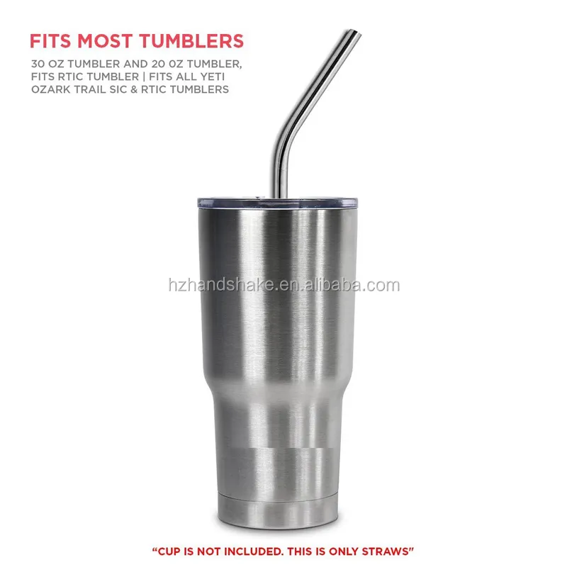 Stainless Steel Drinking Straws, Set of 4, Free Cleaning Brush Included