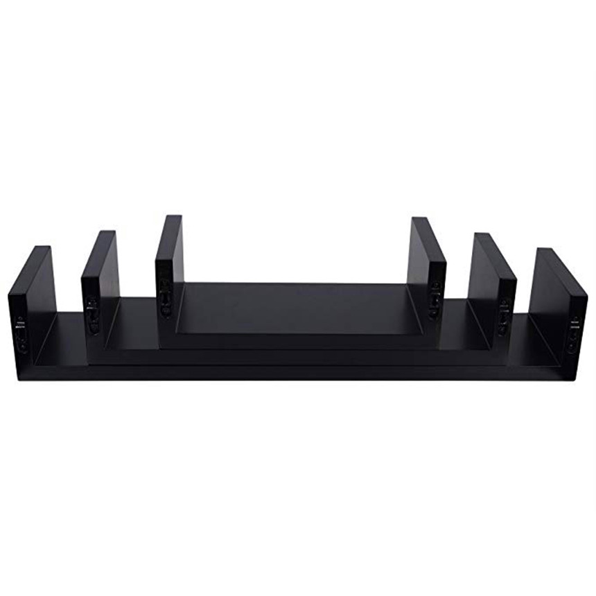 CD DVD toys home kitchen wall mounted wooden 3 U shaped floating storage display book shelf