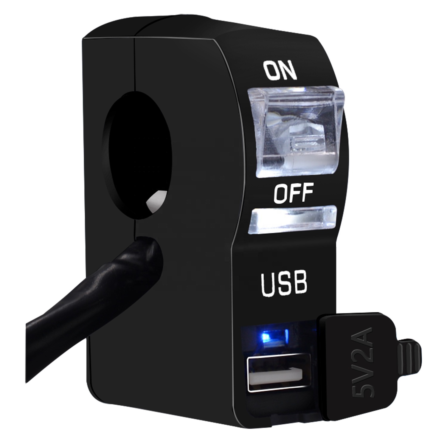 Лидер продаж, мотоциклетная фара, USB-зарядка, переключатель с лампой, два в одном, белая