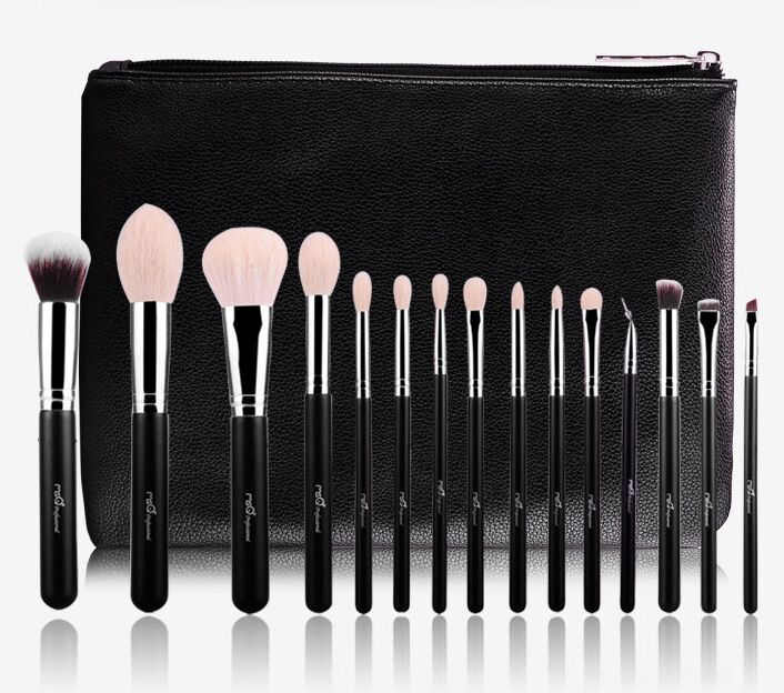 MSQ 15 pcs high quality Goat hair makeup brushes makeup tool custom logo makeup cosmetics brush set