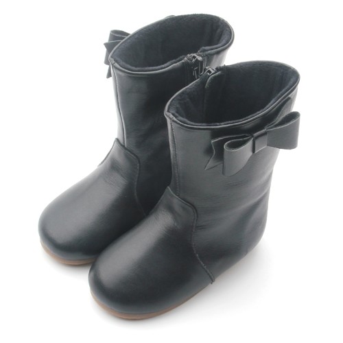 New Tide Wholesale Leather Baby Boots Girl's Black infant Boots