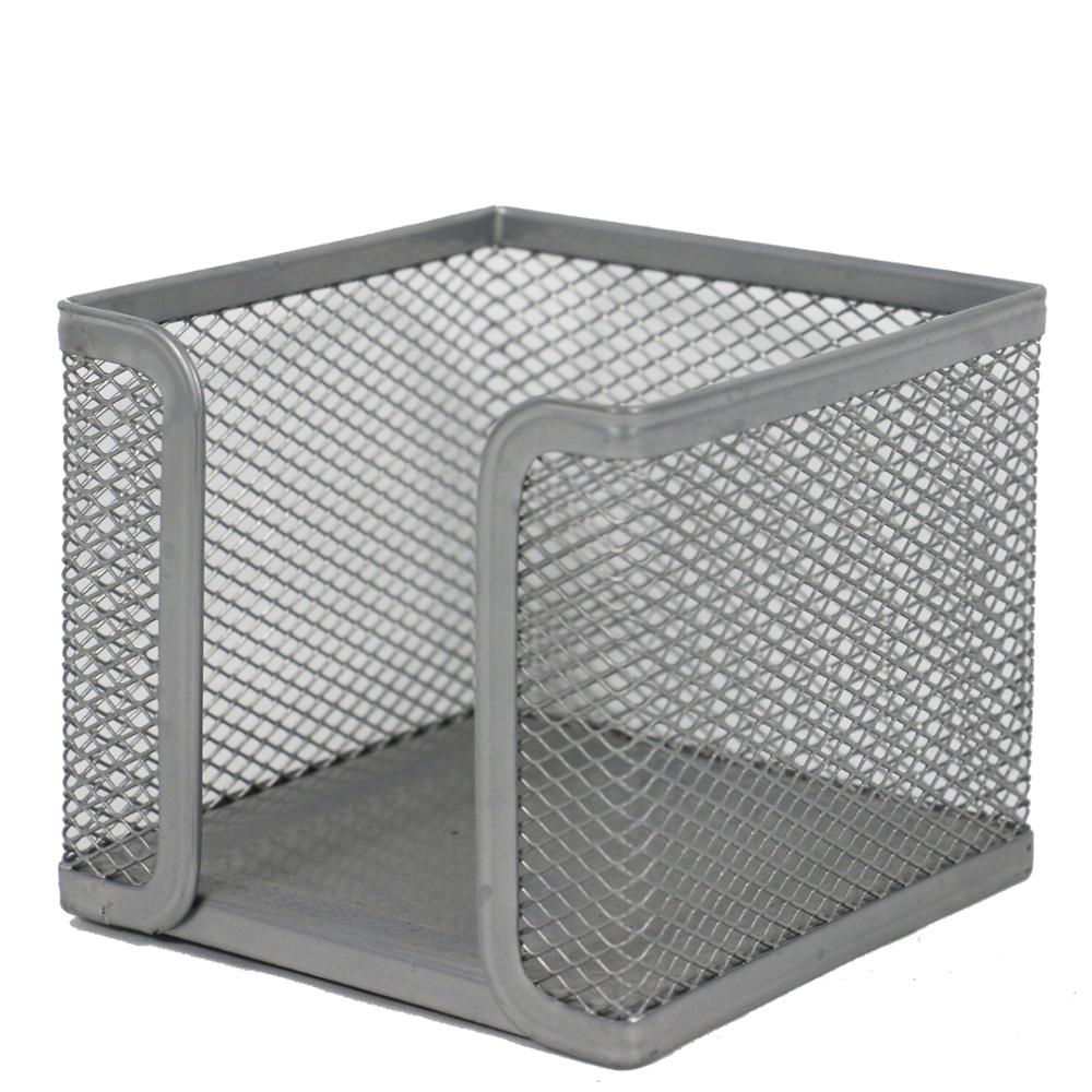 China supplier manufacturer wholesales Office Black Desk Metal Mesh desk desktop cube Square Paper Note Pads Memo Holder