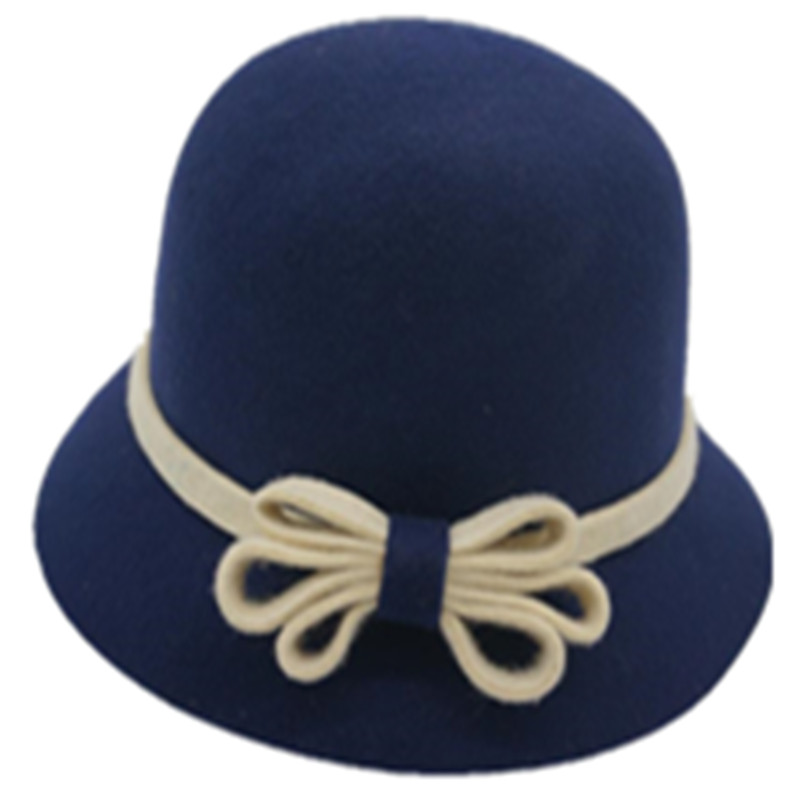 Бестселлер Оптовая шерсть фетр Cloche зима синий ведро шляпа
