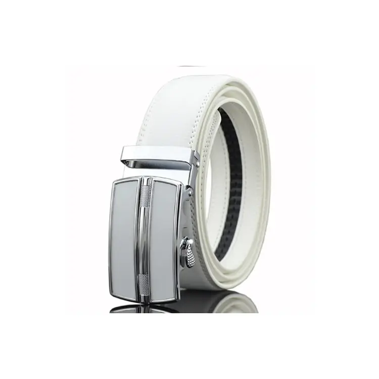 Belt Mens Wholesale Stock Adjustable Sliding Mens Leather White Ratchet Belts