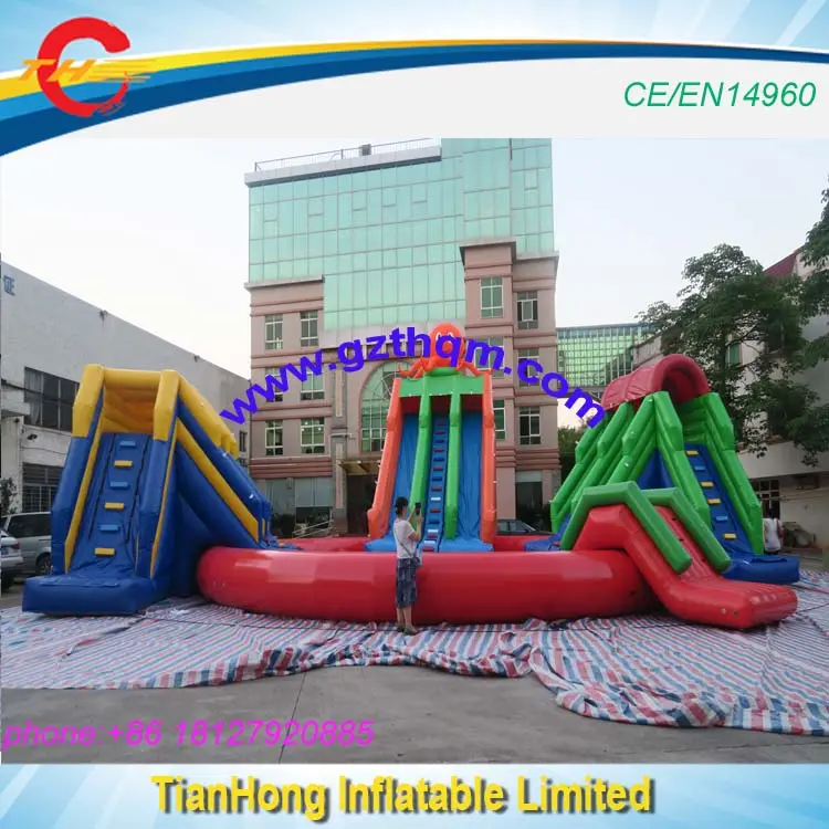 giant inflatable water slide with pool/inflatable water park commercial inflatable water recreation equipment for sale