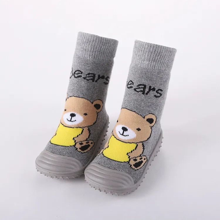 New Arrival Wholesale Custom Cute Baby Anti-slip Soft Rubber Prewalker Shoe Socks