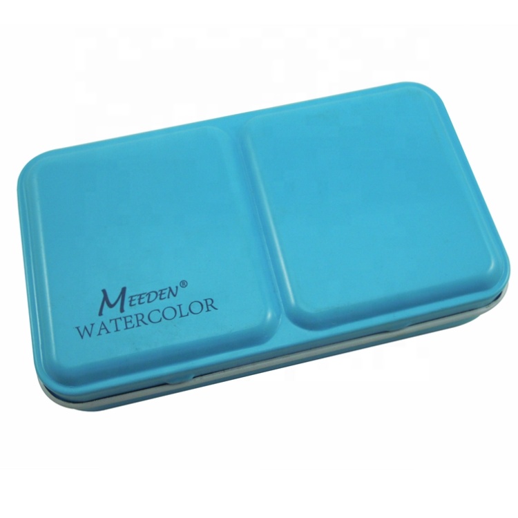 12 color solid watercolor iron box empty watercolor tin box