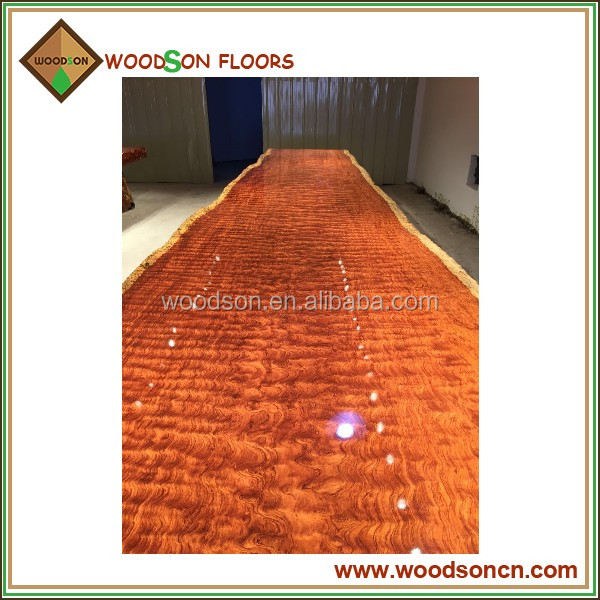 Luxury Natural Customized Bubinga Solid Wooden Table Slab