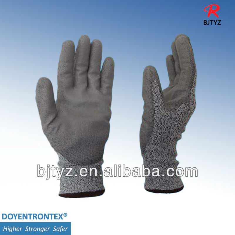UHMWPE волокна устойчивые к порезам перчатки покрытые пряжей