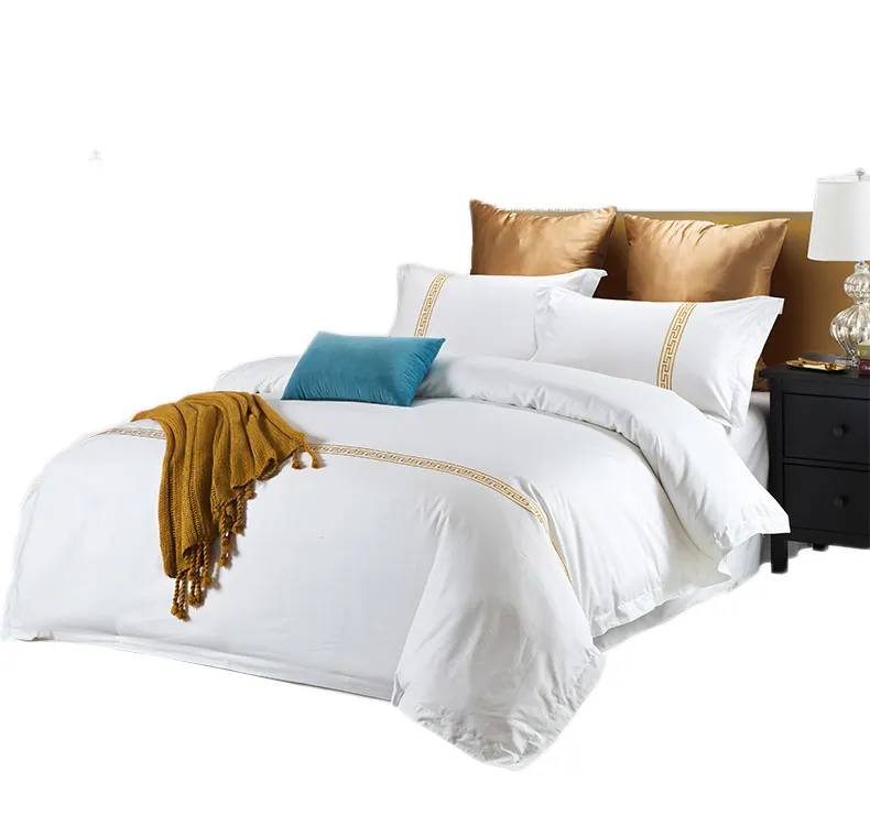 350T queen size cotton sateen hotel bedding set duvet cover