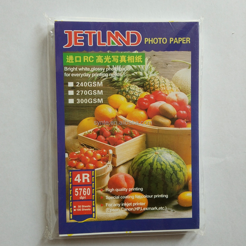 Фотобумага струйная Jetland RC 4x6 дюймов, 50 листов (102 г/кв. М) 4R(A6), глянцевая Фотографическая бумага 152 X мм