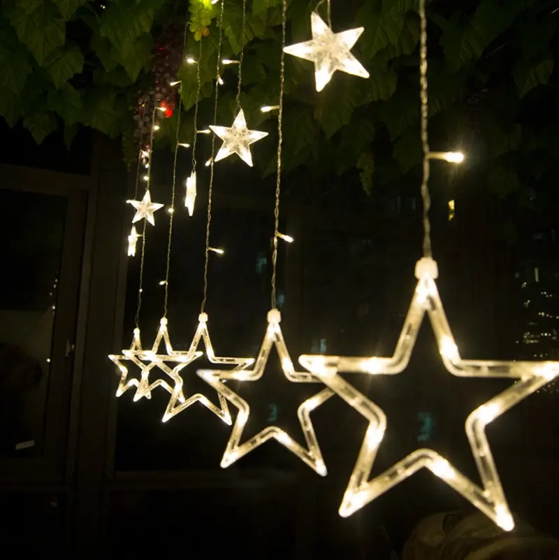 2.5M Christmas LED Lights AC 220V Romantic Fairy Star LED Curtain String Lighting For Holiday Wedding Garland Party Decoration
