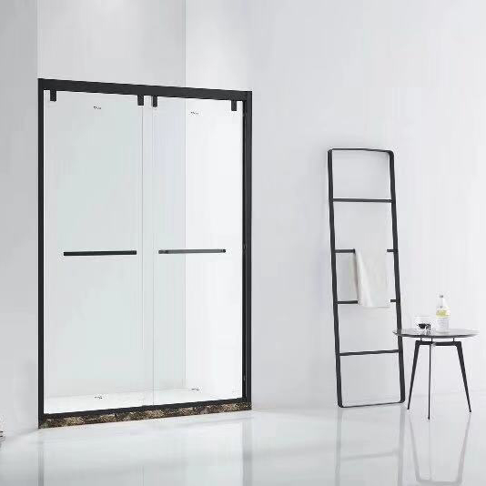 Chinese supplier modern stainless steel shower screen sliding shower room glass doors in black plated frame