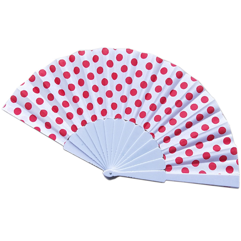 Fashion plastic dotted fabric fan Spanish favor folding fan wholesale