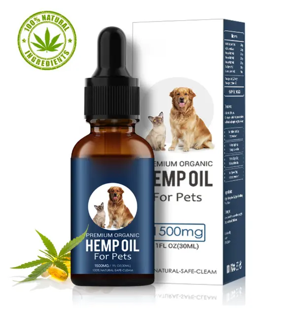 Private label pure hemp essential oil organic for dogs Pet Care Anxiety Pain Relief 1500mg