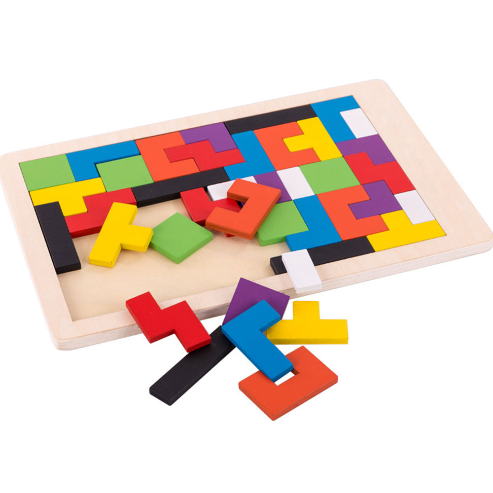 Деревянные тетрис головоломки Tangram головоломки Развивающие обучающие игрушки