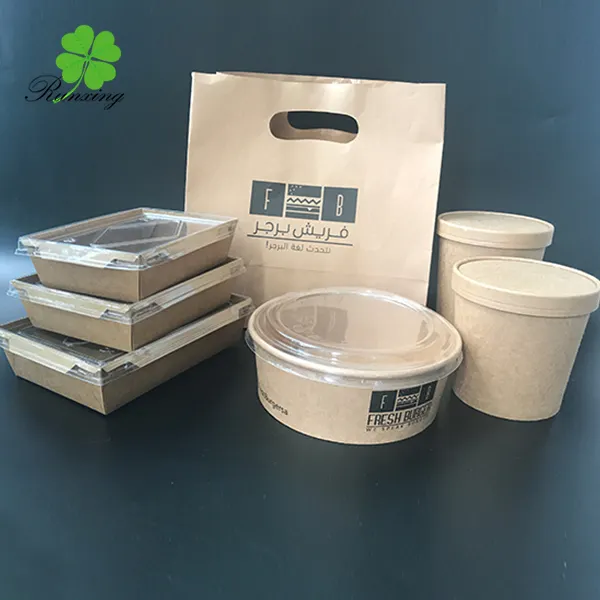 Restaurant use kraft take away box to go food container disposable food box