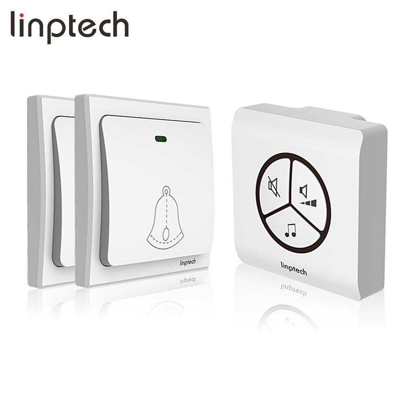 Linptech G1 беспроводной дверной звонок для ресторана вилка Великобритании с 2 передатчиками и 1 приемником
