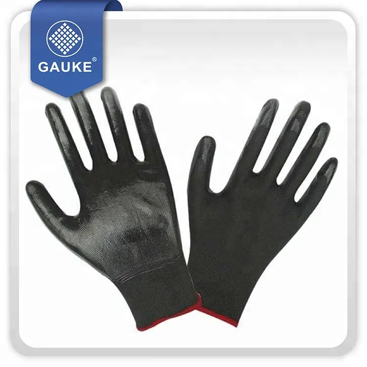Gloves nitrile,Spandex Liner black nitrile gloves Foam Finished Working Gloves, safety gloves