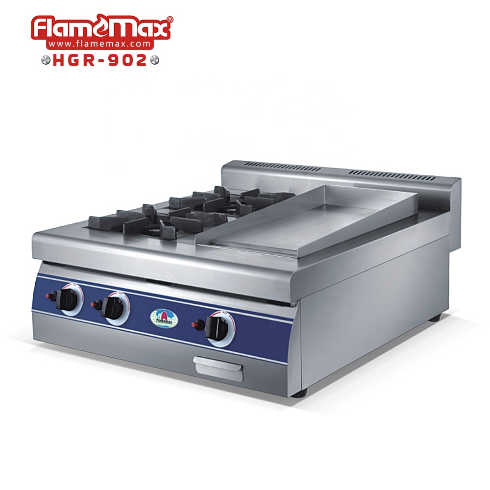 HGR-902 2-burner gas range with gas griddle